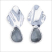 Rose Cut Gray Quartz Wavy Sheet Earrings Sterling Silver - Jewelsmith - Durham NC - Handcrafted - Earrings