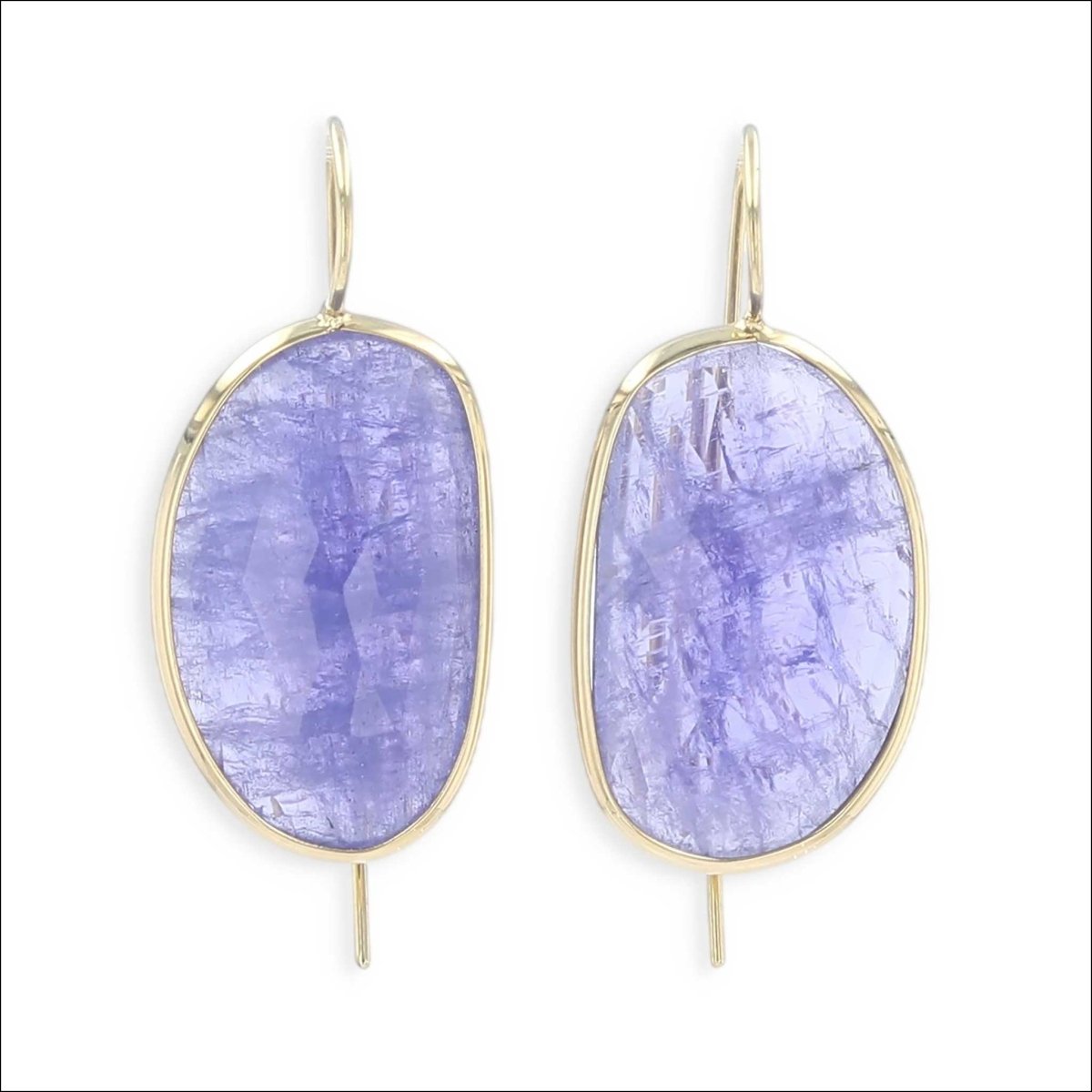 Rose Cut Tanzanite Dangle Earrings 18KY - Jewelsmith - Durham NC - Handcrafted - Earrings