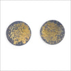 Round Gold Dust Stud Earrings 24KY Oxidized Sterling Silver - JewelsmithEarrings