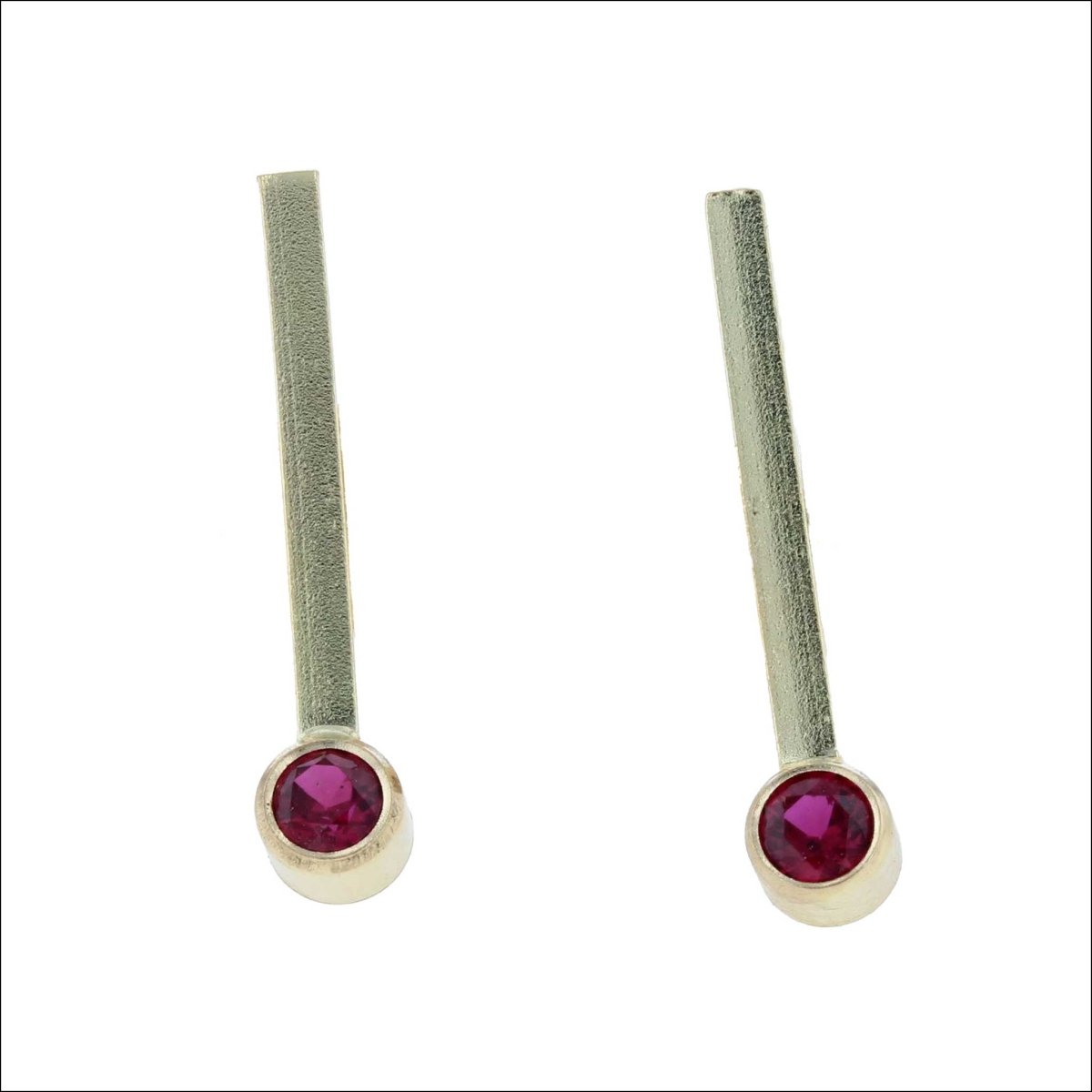 Ruby Bar Stud Earrings 18KY - JewelsmithEarrings