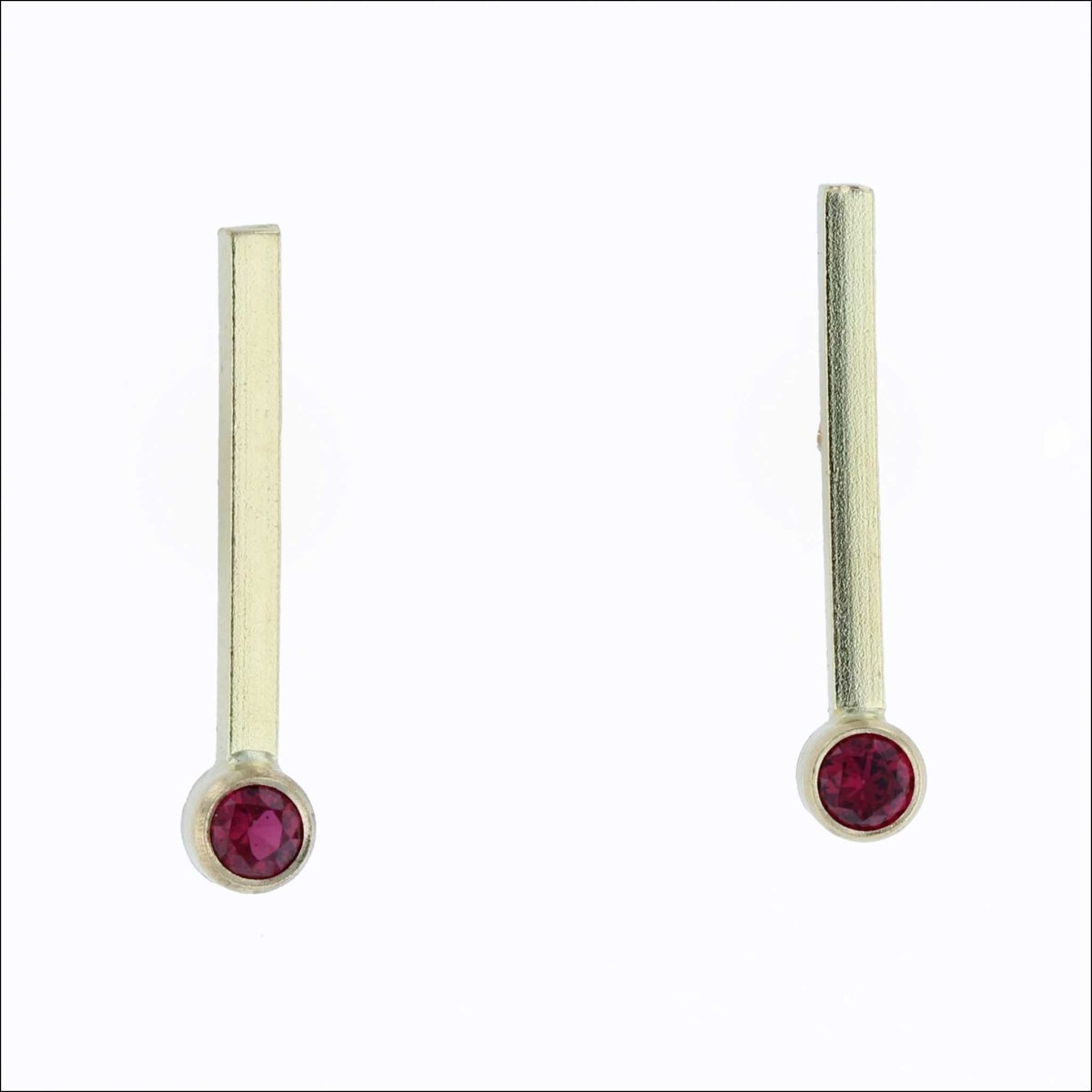 Ruby Bar Stud Earrings 18KY - JewelsmithEarrings