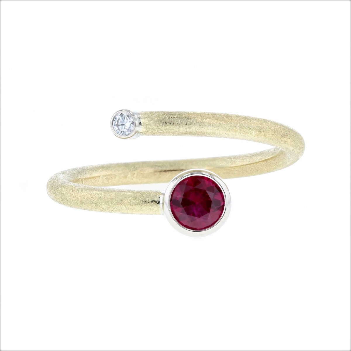 Ruby Diamond Bypass Ring 14KW 18KY - JewelsmithRings