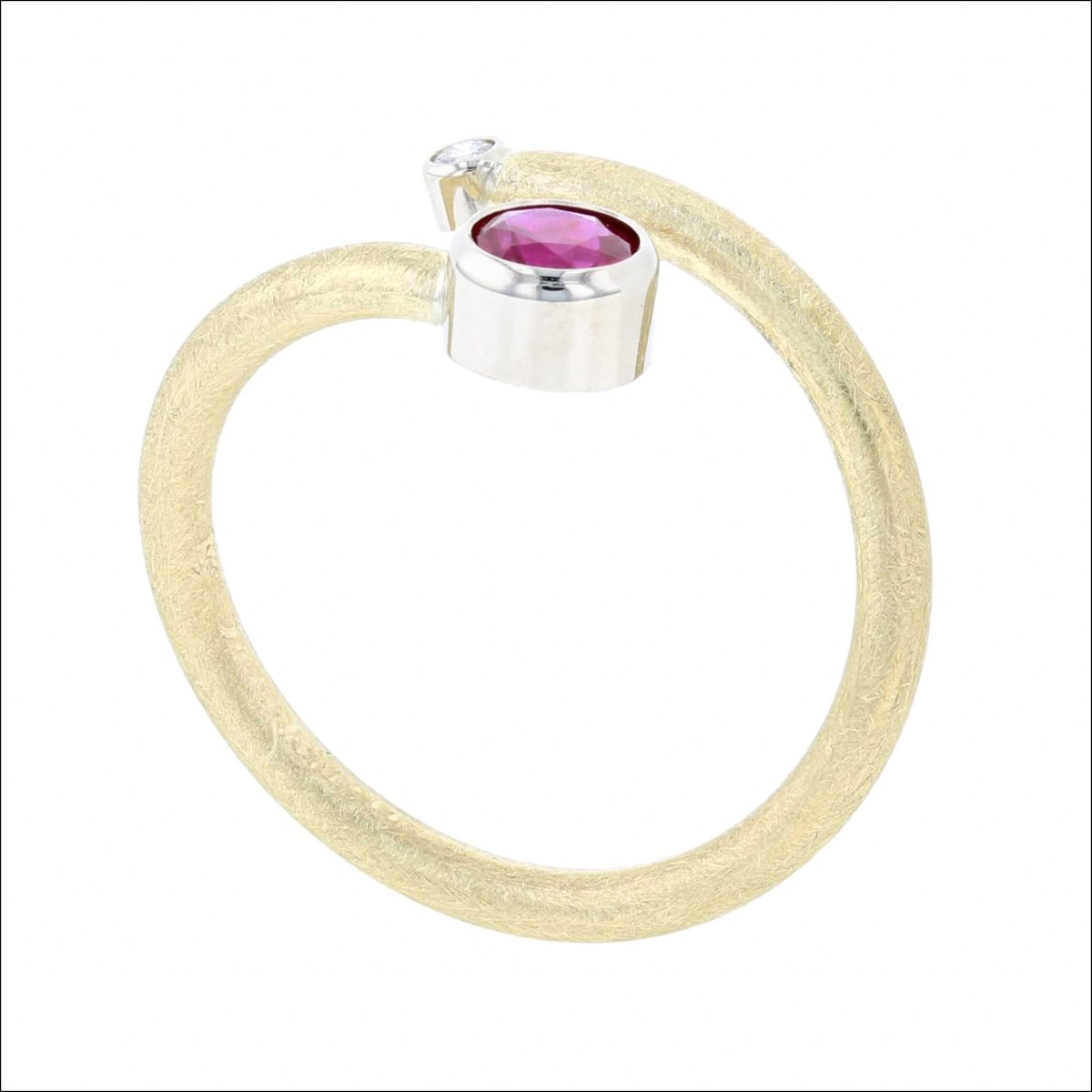 Ruby Diamond Bypass Ring 14KW 18KY - JewelsmithRings