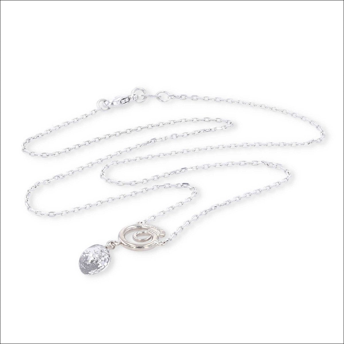 Salt and Pepper Diamond Briolette Spiral Y Necklace 14KW on Cable Chain 17" - Jewelsmith - Durham NC - Handcrafted - Pendants