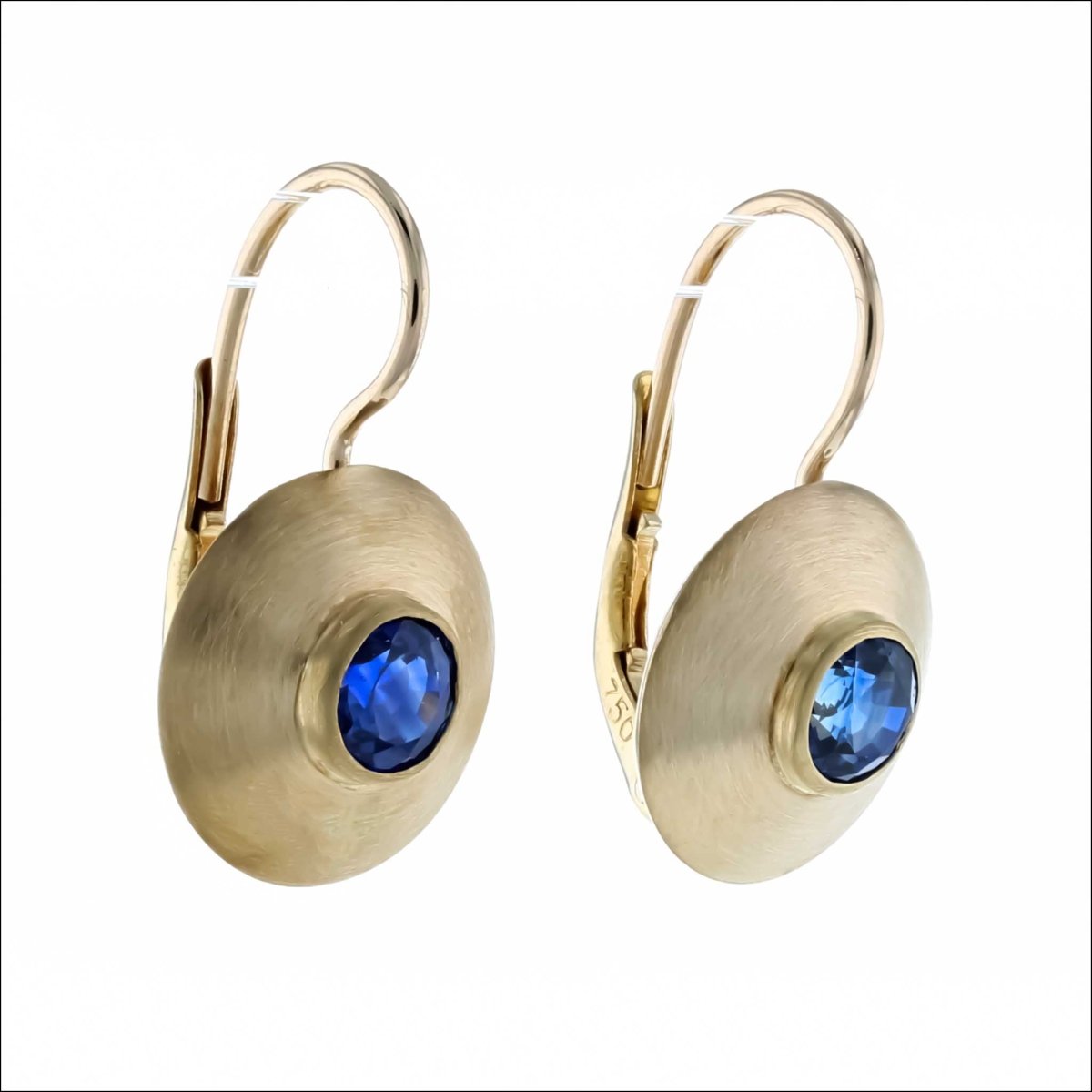 Sapphire Disc Drop Lever Back Earrings 18KY (Consignment) - JewelsmithEarrings