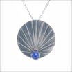 Sapphire Radiant Beam Pendant 14KW Sterling Silver Platinum - JewelsmithPendants