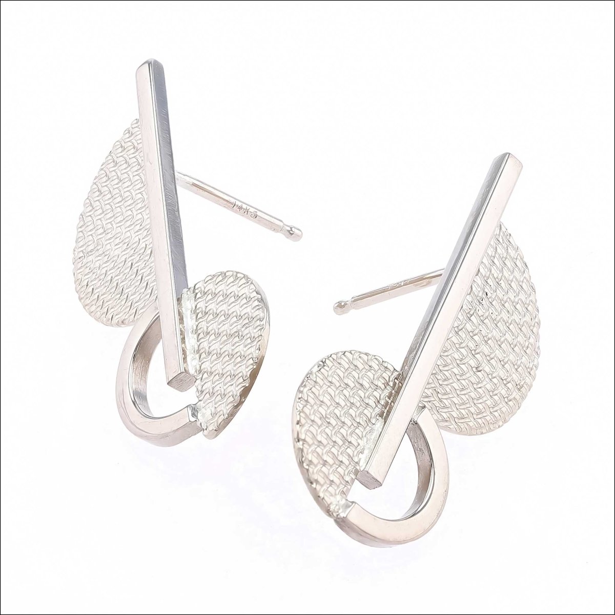 Semi Circle and Arc Textured Earrings 14KW - JewelsmithEarrings