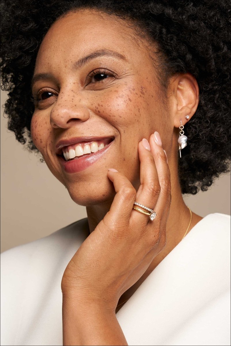 Silver South Sea Keshi Pearl Threader Earrings 14KW - JewelsmithEarrings