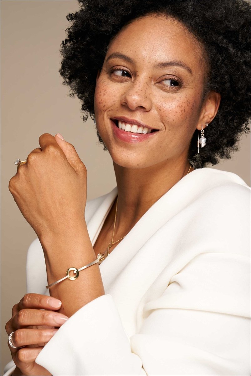 Silver South Sea Keshi Pearl Threader Earrings 14KW - JewelsmithEarrings