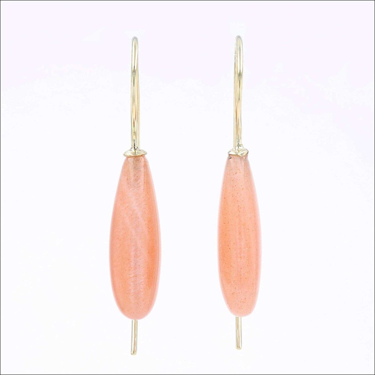 Sunstone Smooth Briolette Wire Earrings 18KY - JewelsmithEarrings