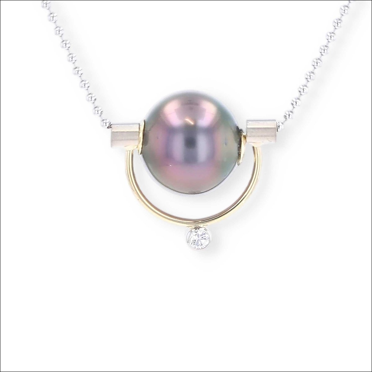 Tahitian Pearl Diamond Parts Necklace 18KY 14KW - JewelsmithNecklaces