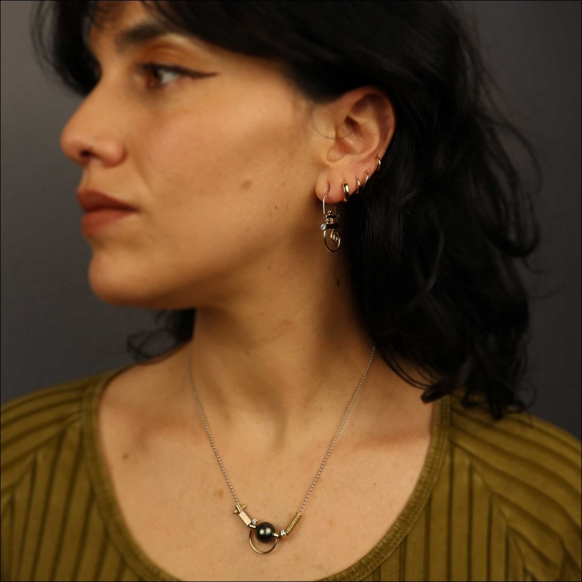 Tahitian Pearl Diamond "Parts" Necklace 18KY 14KW - JewelsmithNecklaces