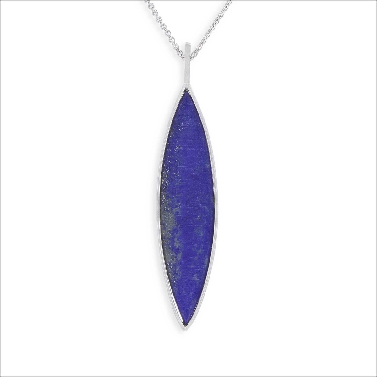 Textured Marquise Shaped Lapis Pendant Sterling Silver - Jewelsmith - Durham NC - Handcrafted - Pendants