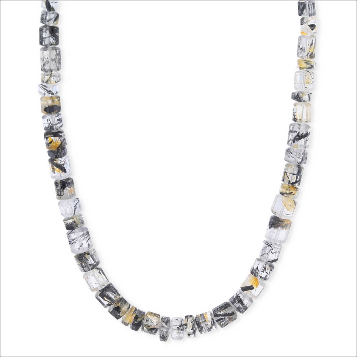Toumalated Iron Quartz Bead Strand Necklace 18KY 19" - JewelsmithNecklaces