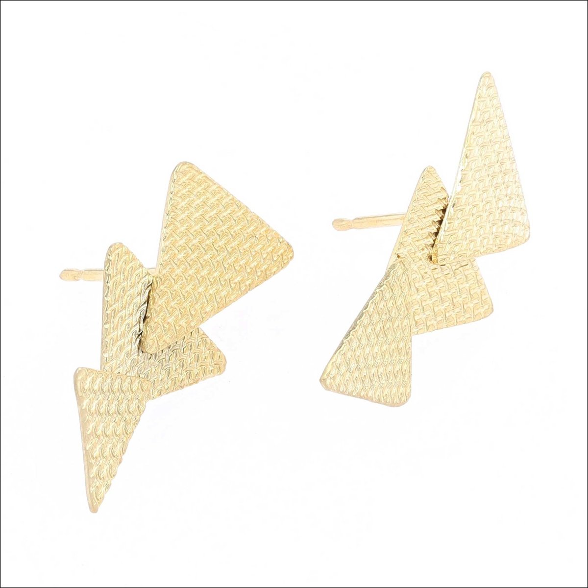 Triple Triangle Textured Earring Studs 18KY - JewelsmithEarrings