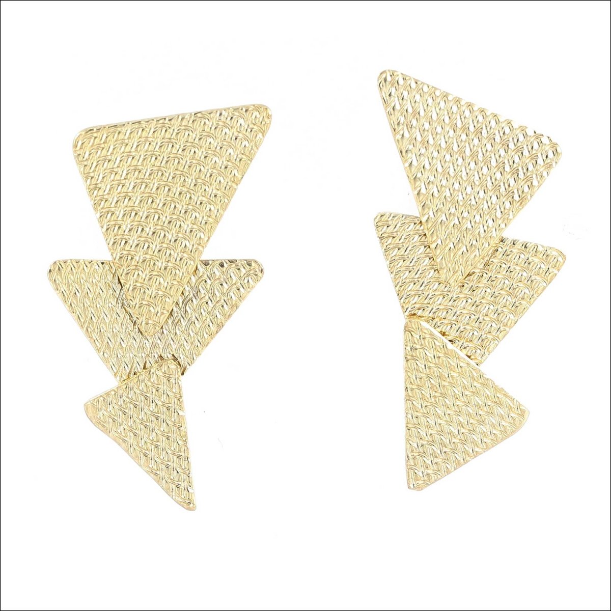 Triple Triangle Textured Earring Studs 18KY - JewelsmithEarrings