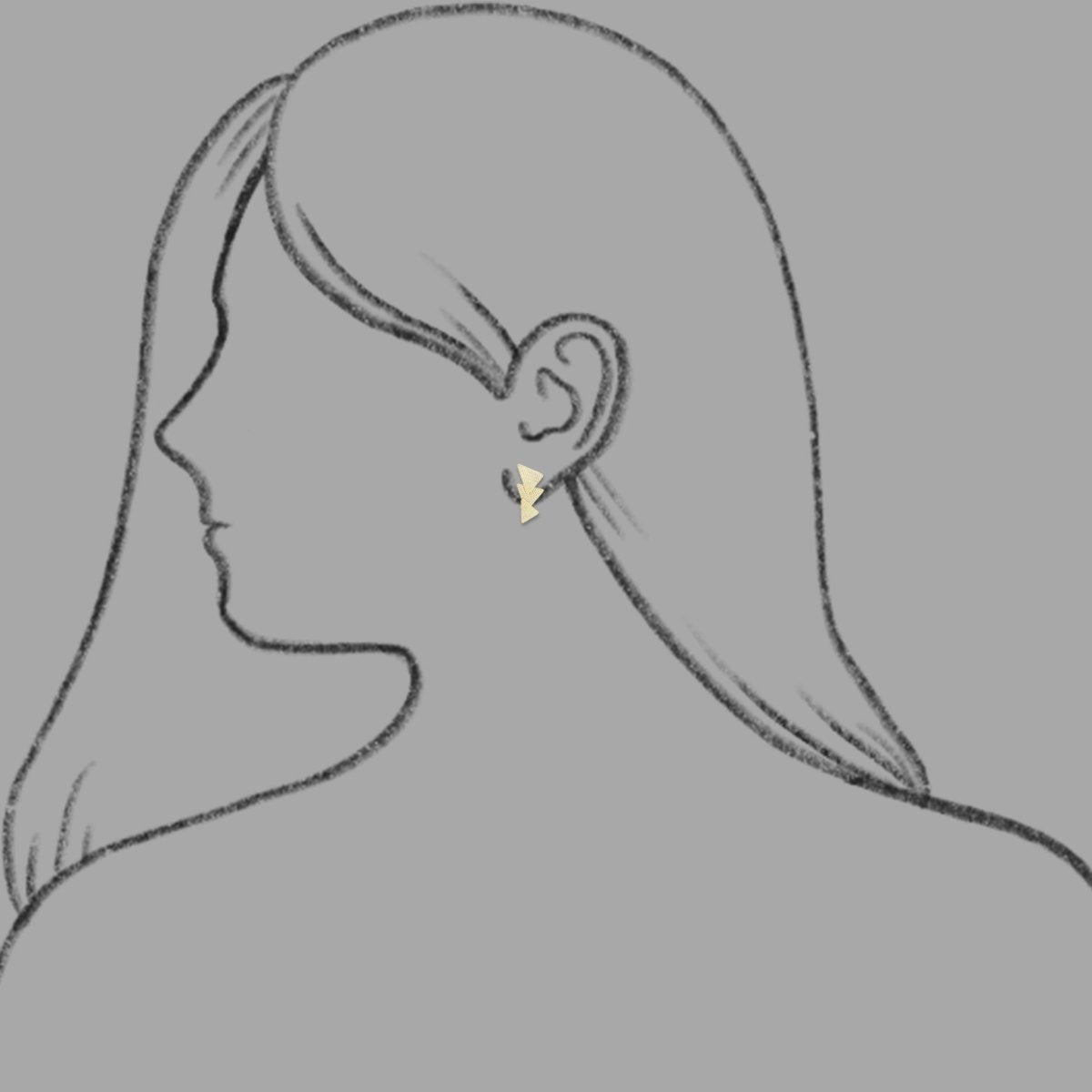 Triple Triangle Textured Earring Studs 18KY - JewelsmithEarrings