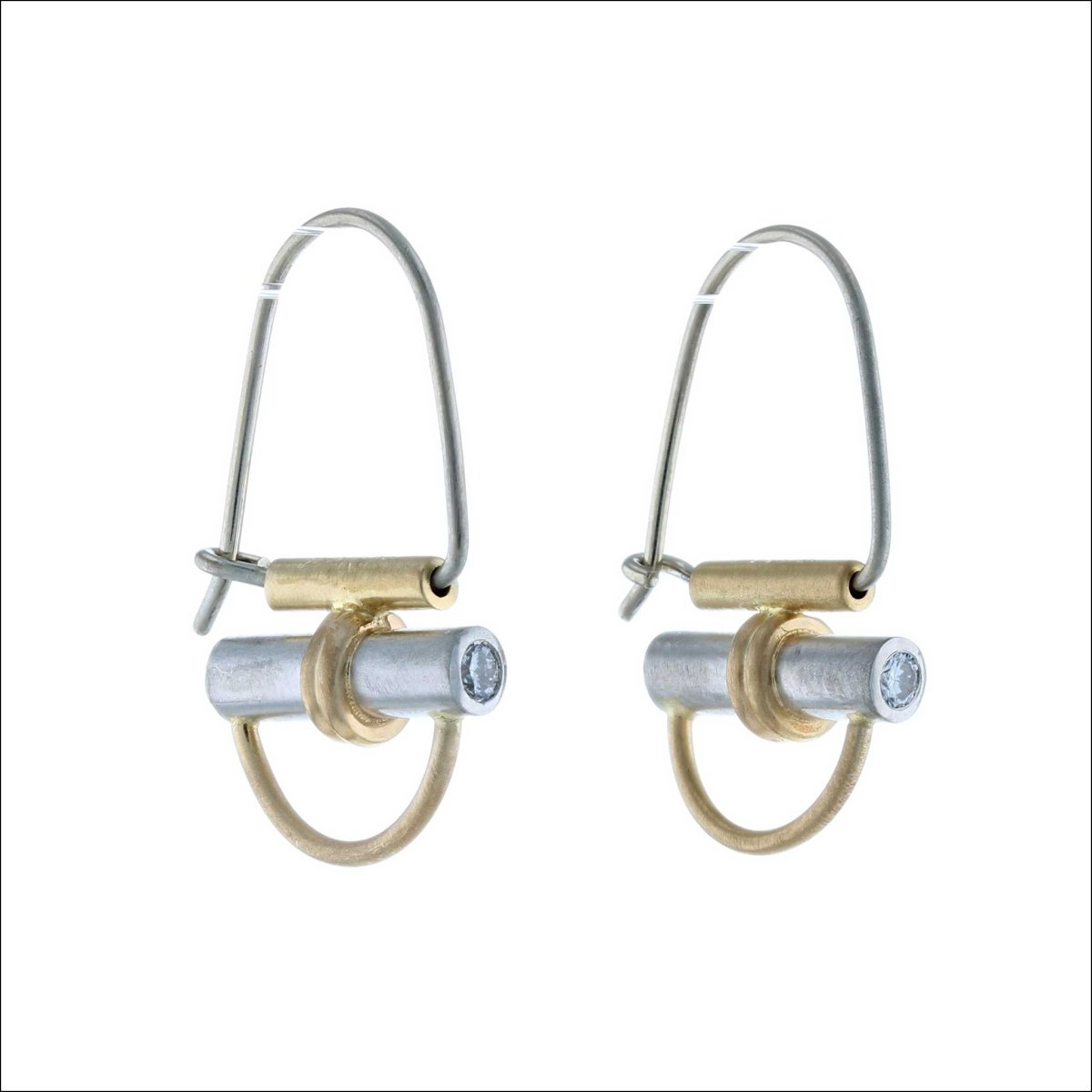 Two Tone Mini Diamond Parts Earrings 18KY Platinum (Consignment) - JewelsmithEarrings