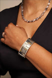 Wide Hinged Bangle Bracelet 22KY/Sterling Silver Bi - Metal Sterling Silver - JewelsmithBracelets