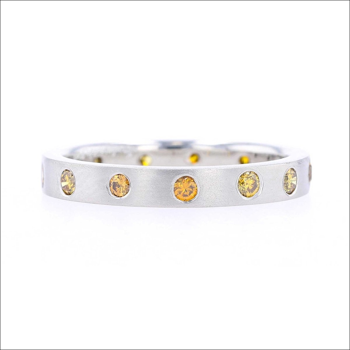 Yellow Diamond Flush Set Band Platinum - JewelsmithBands