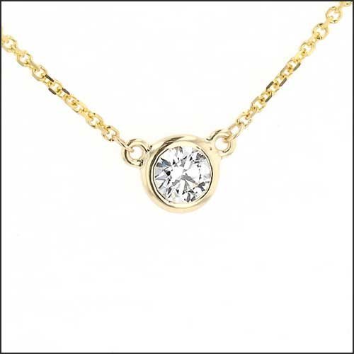 0.24ct Diamond Bezel Solitaire Necklace 14KY - JewelsmithNecklaces