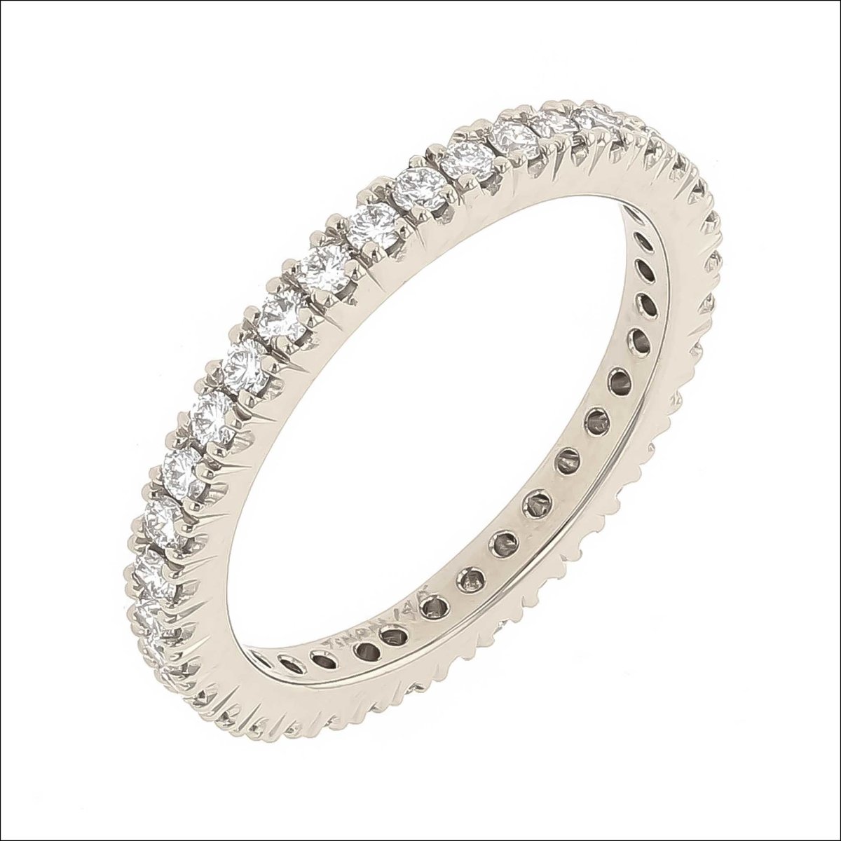 0.62cttw Scoop and Split Diamond Eternity Band 14KW - JewelsmithBands