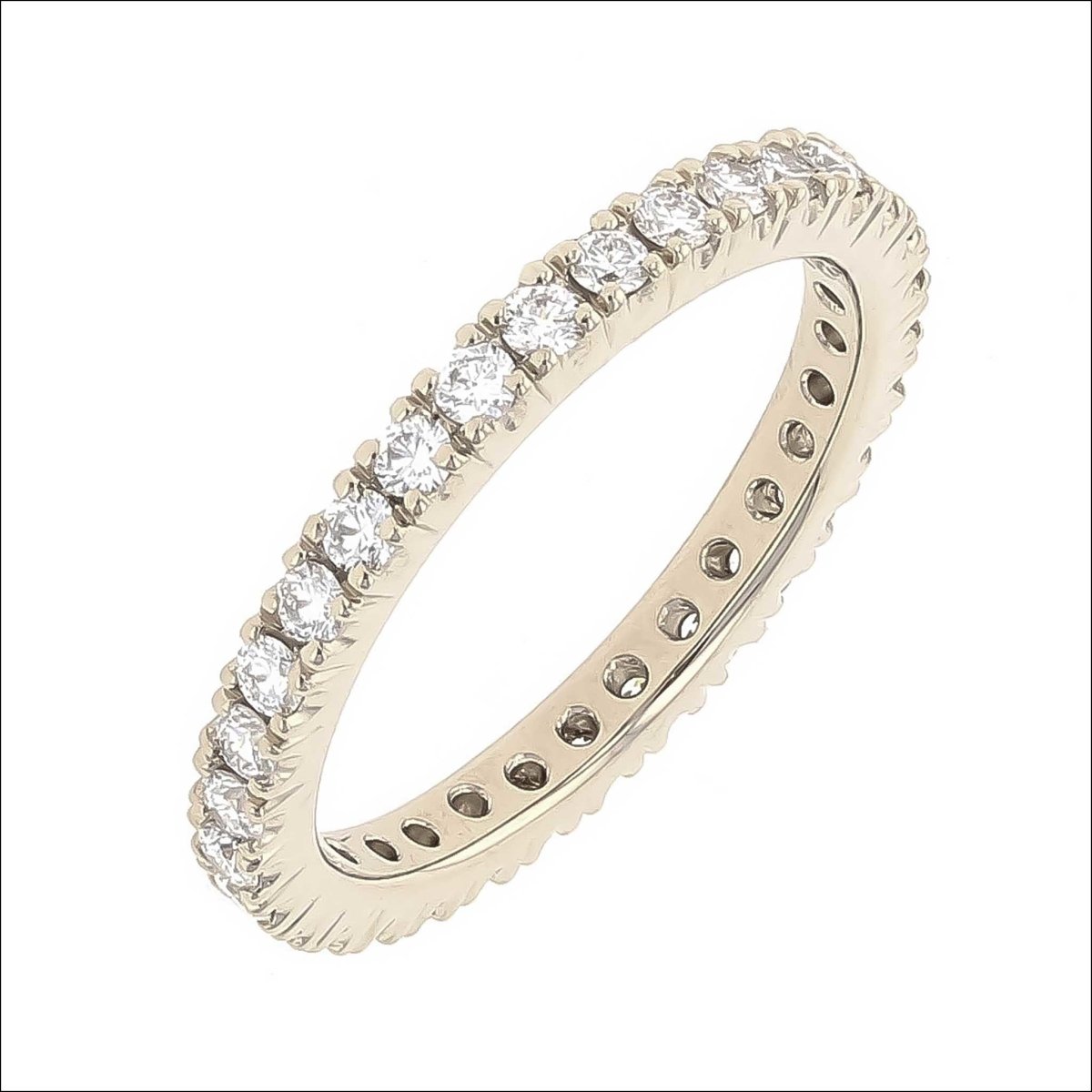 0.76cttw Scoop and Split Diamond Eternity Band 14KW - JewelsmithBands