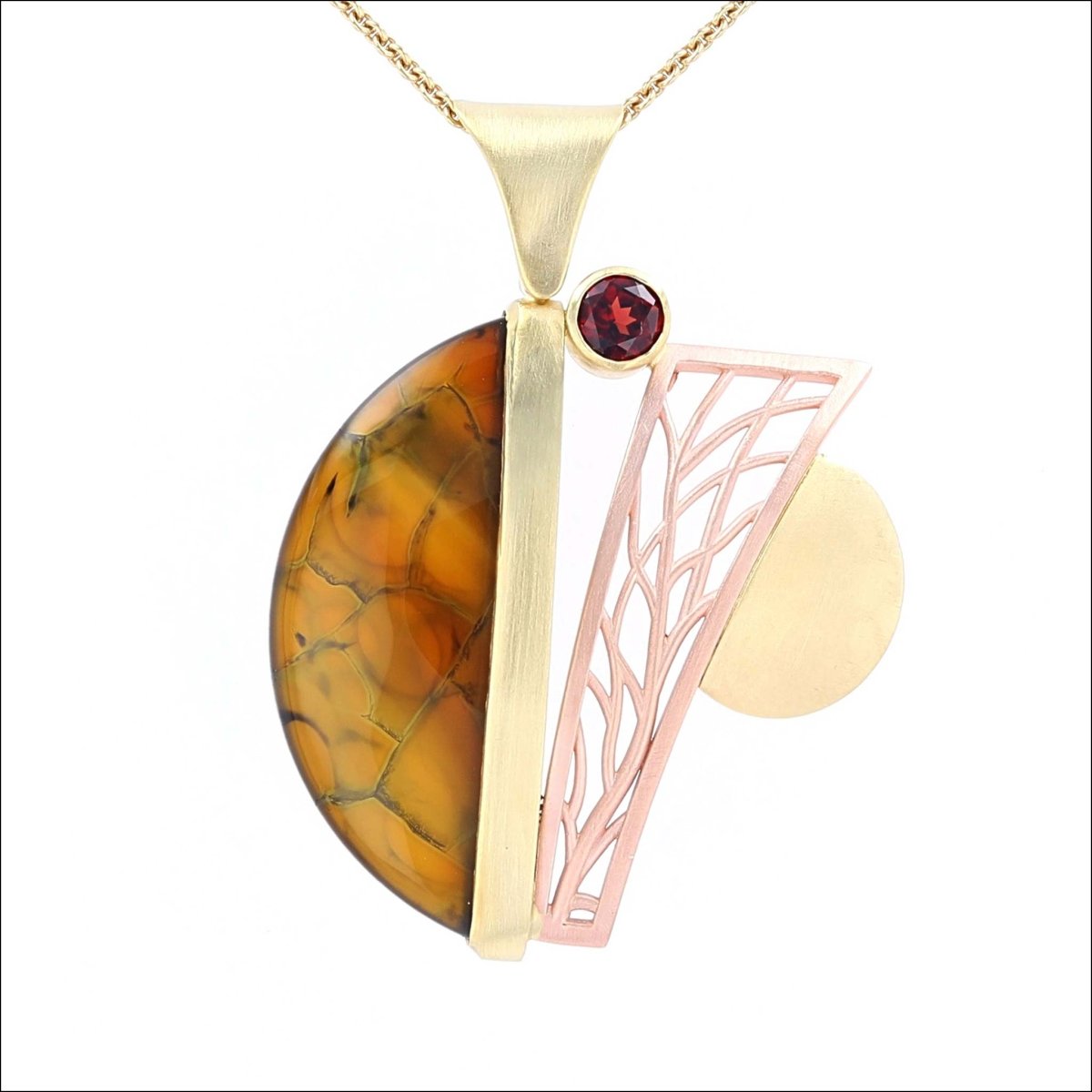 Agate Garnet Pendant 18KY 14K Rose (Consignment) - JewelsmithPendants