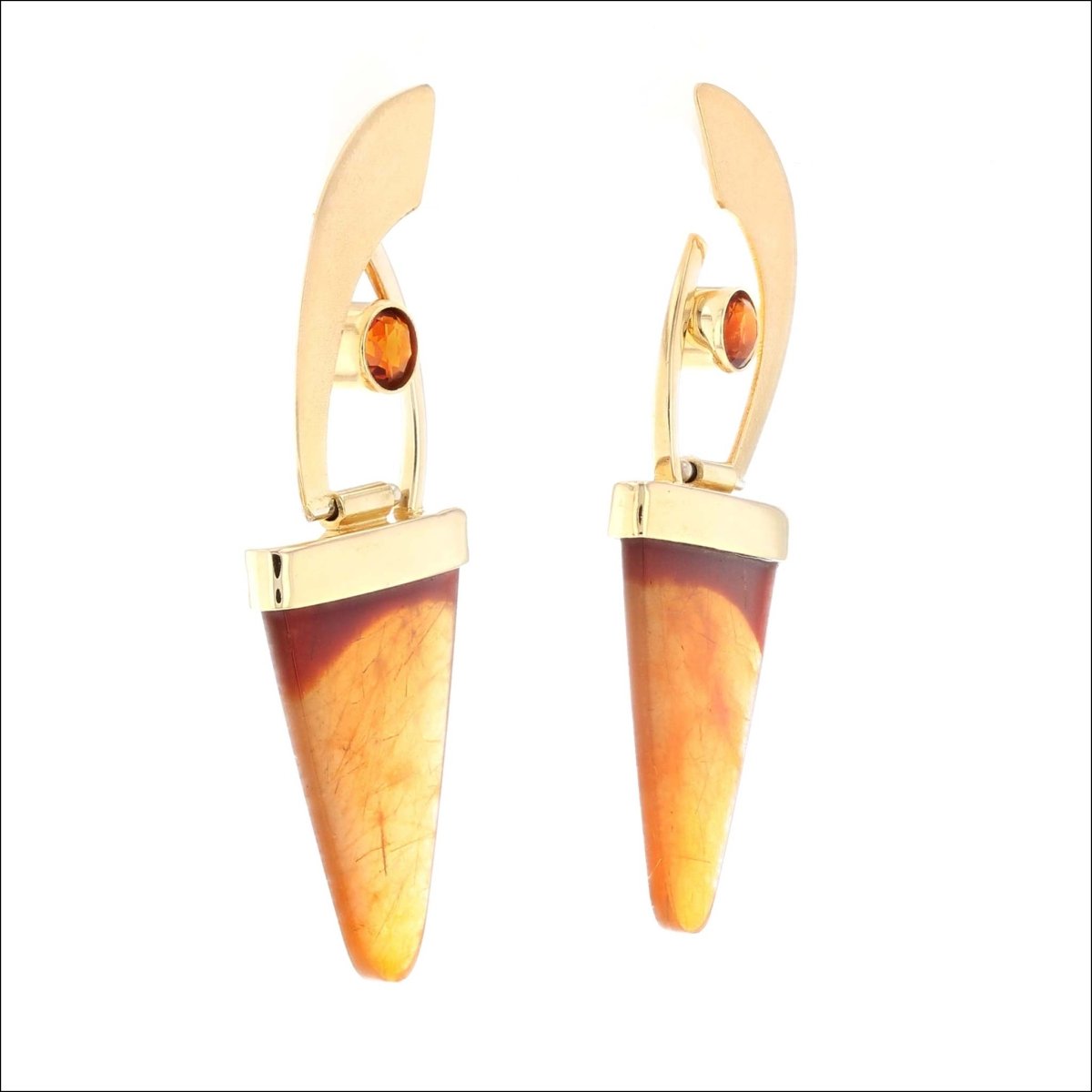 Agate Tongue Garnet Swing and Arc Earrings 18KY (Consignment) - JewelsmithEarrings