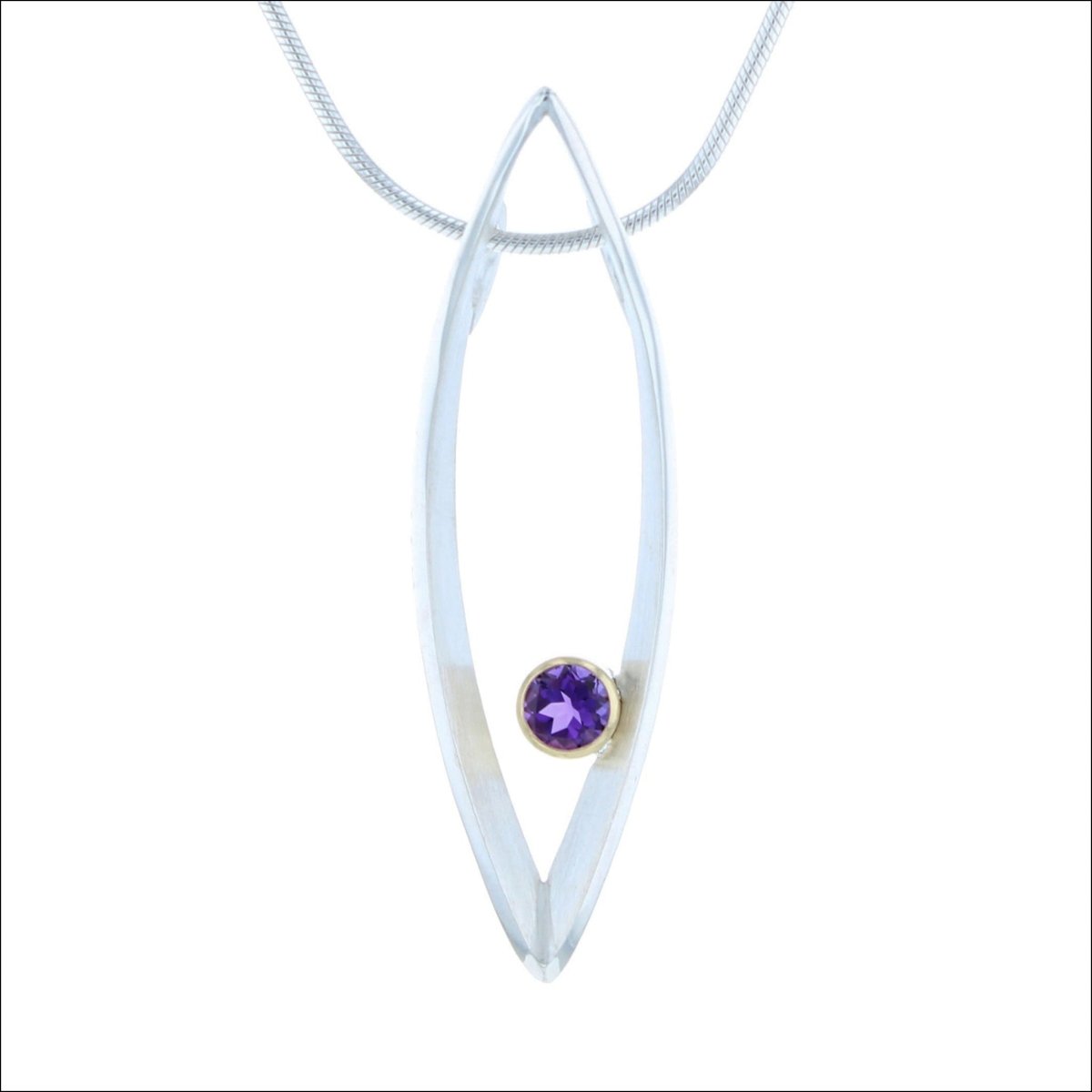 Amethyst Marquise Shaped Pendant Sterling Silver 18KY - JewelsmithPendants