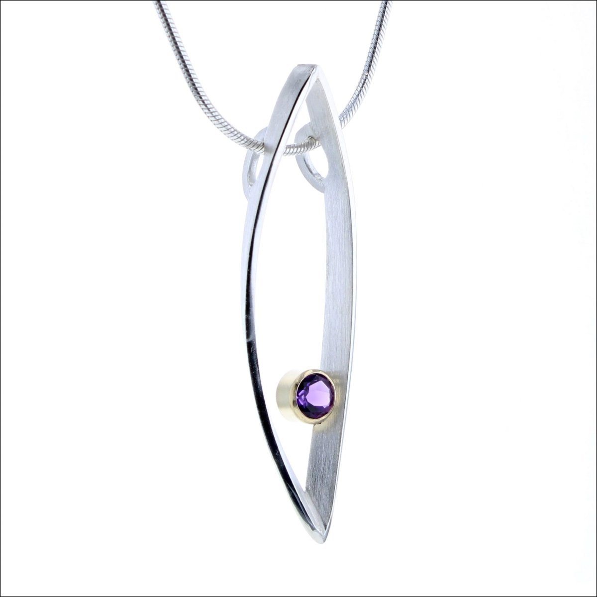 Amethyst Marquise Shaped Pendant Sterling Silver 18KY - JewelsmithPendants