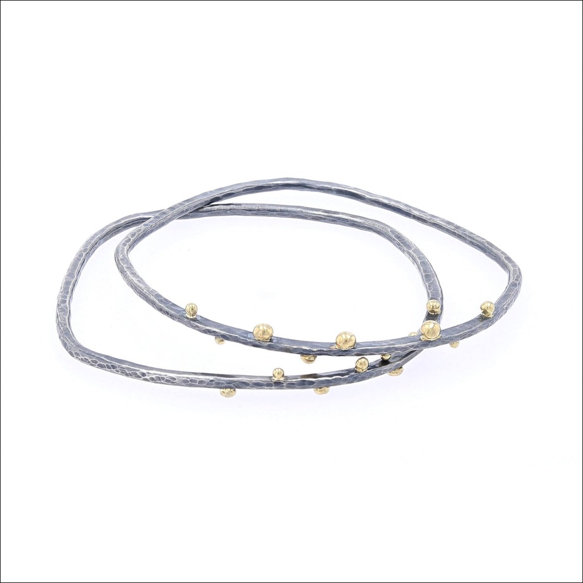 Ball Accent Bangle Bracelet Sterling Silver 18KY - JewelsmithBracelets
