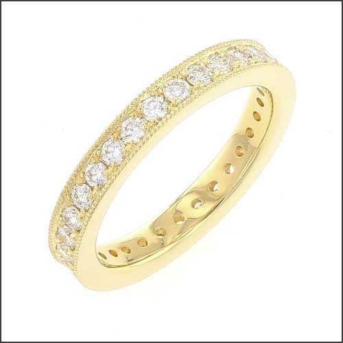 Bead Set Milgrain Diamond Eternity Band 18KY - JewelsmithBands