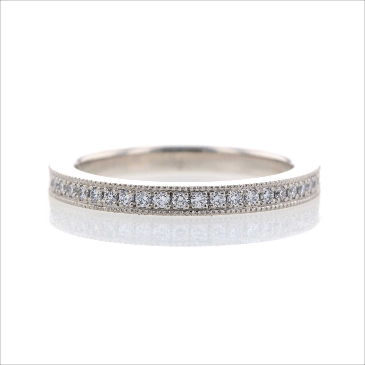 Bead Set Milgrain Diamond Eternity Band Platinum - JewelsmithBands