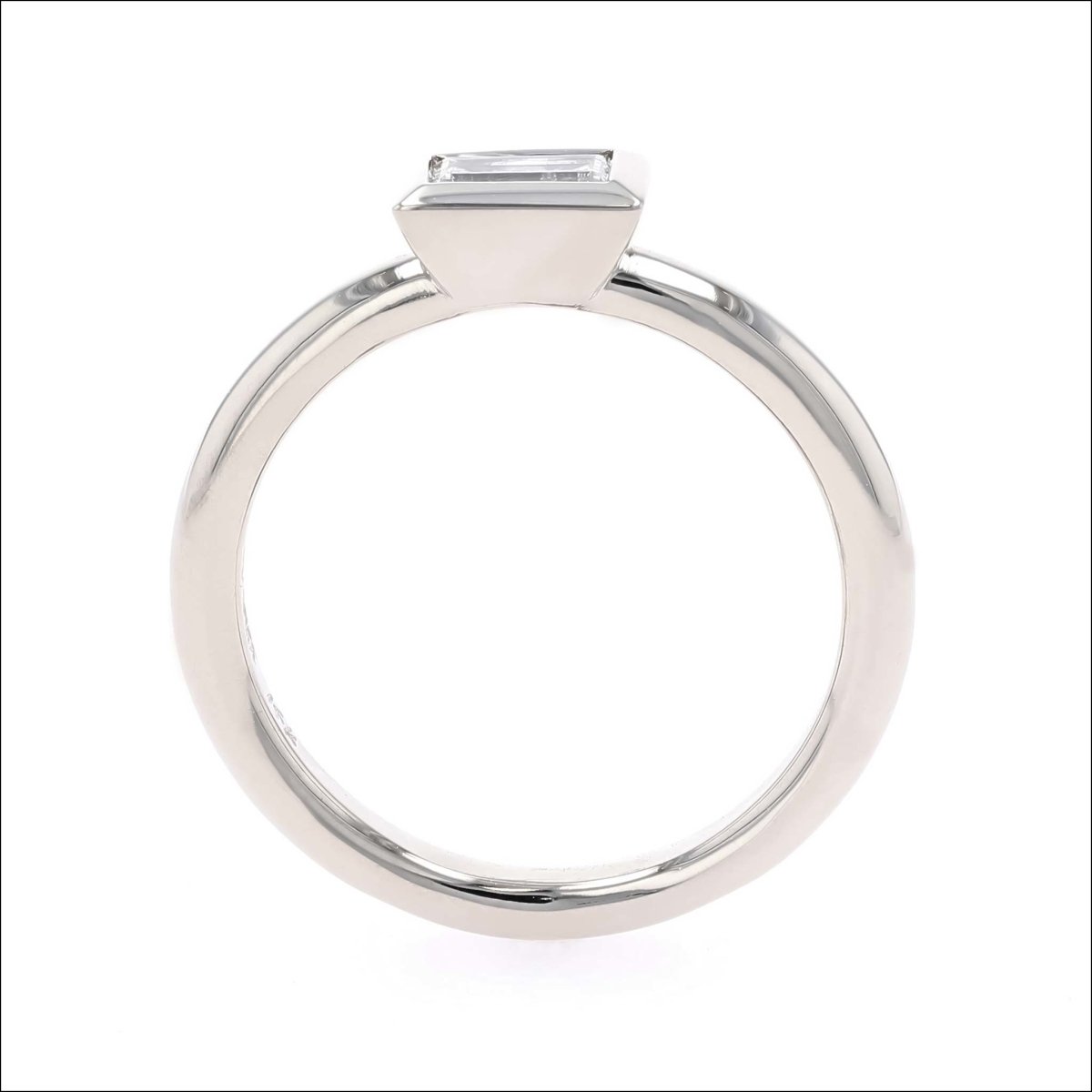 Bezel Set Baguette Diamond Engagement Ring 14KW - JewelsmithEngagement Rings