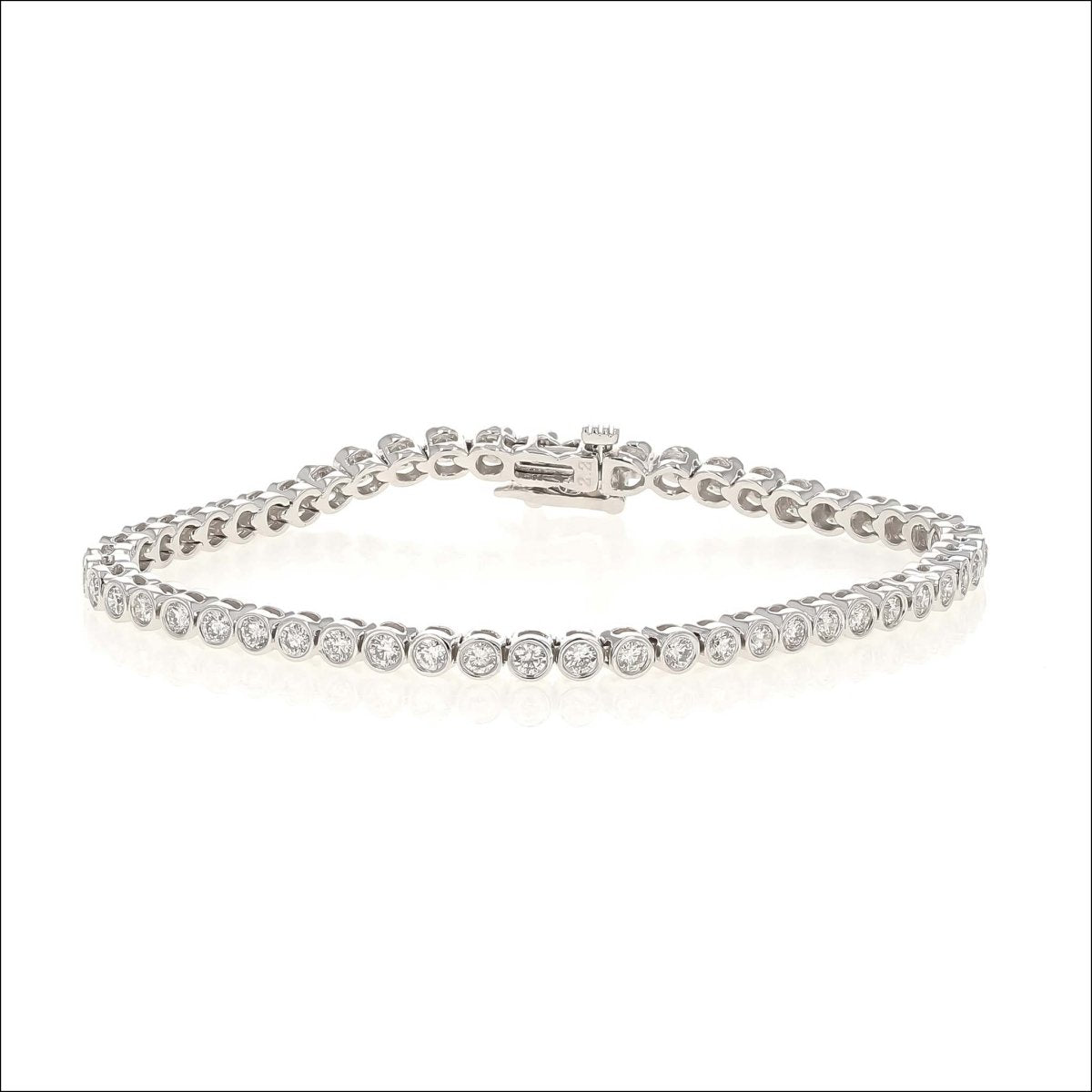 Bezel Set Diamond Line Bracelet 14KW 2.50cttw - JewelsmithBracelets