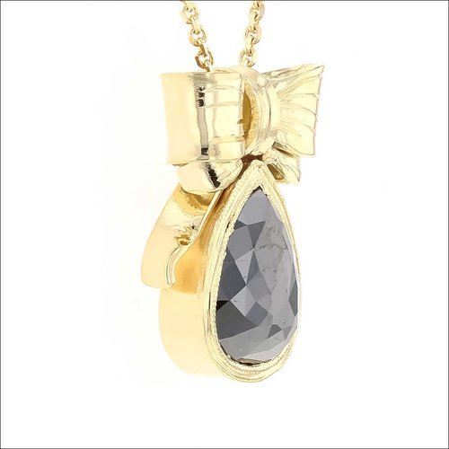 Black Diamond Bow Pendant 18KY - JewelsmithPendants