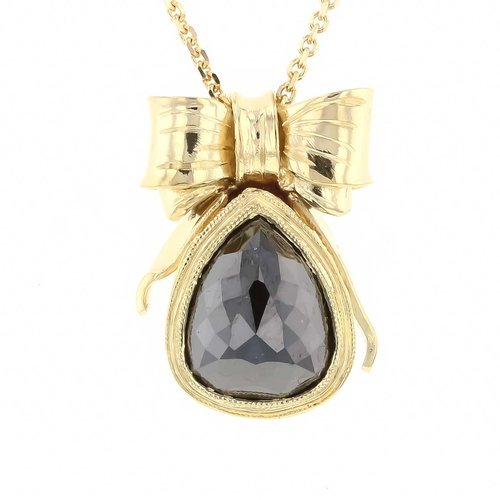 Black Diamond Bow Pendant 18KY - JewelsmithPendants