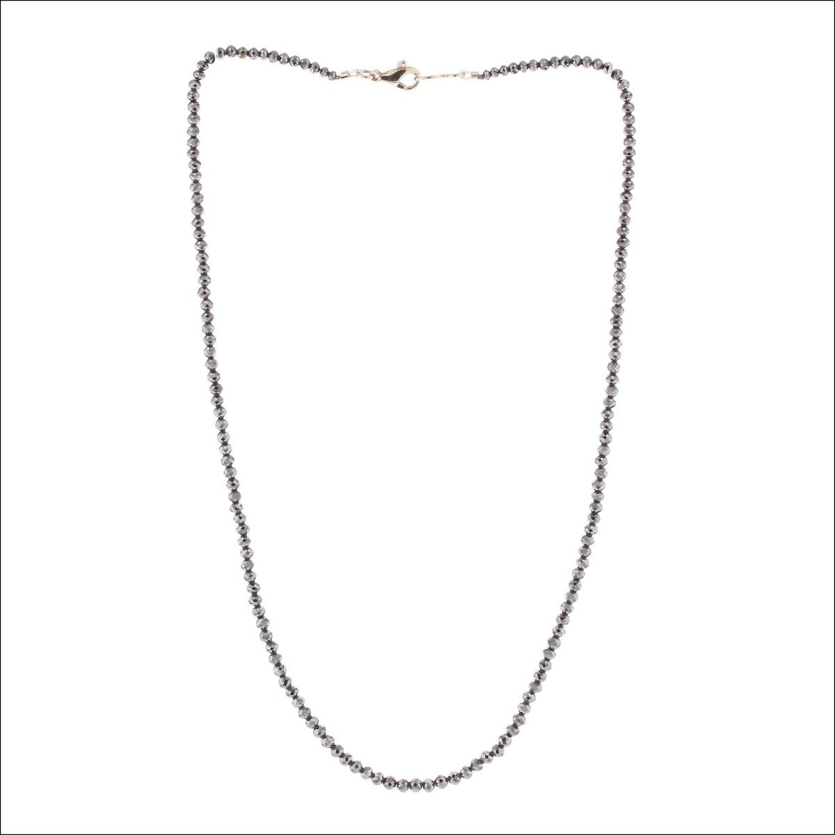Black Diamond Round Bead Strand 17" 14KW - JewelsmithNecklaces