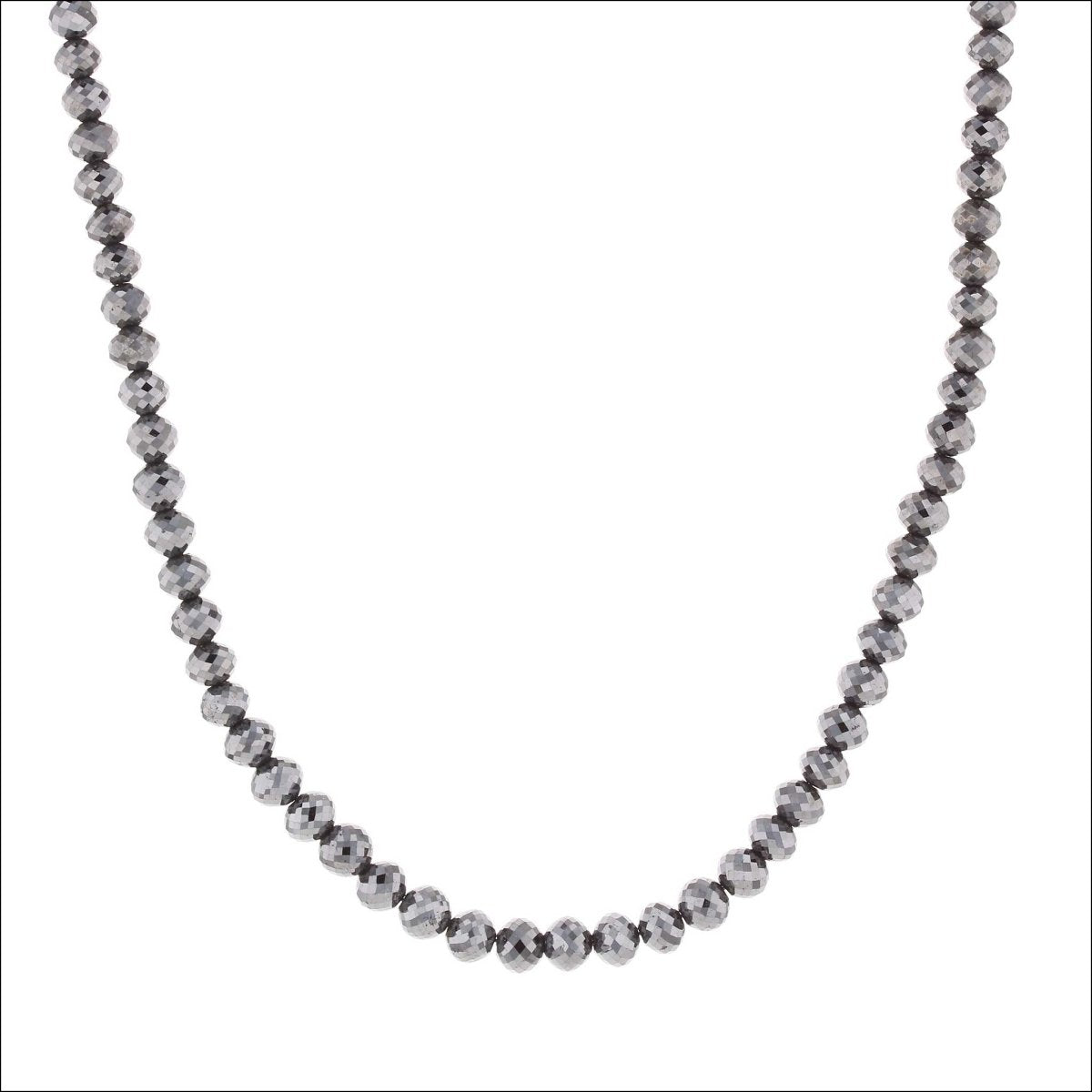 Black Diamond Round Bead Strand 17" 14KW - JewelsmithNecklaces