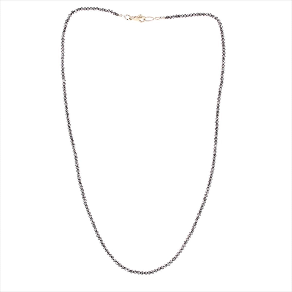 Black Diamond Round Bead Strand 18" 14KW - JewelsmithNecklaces