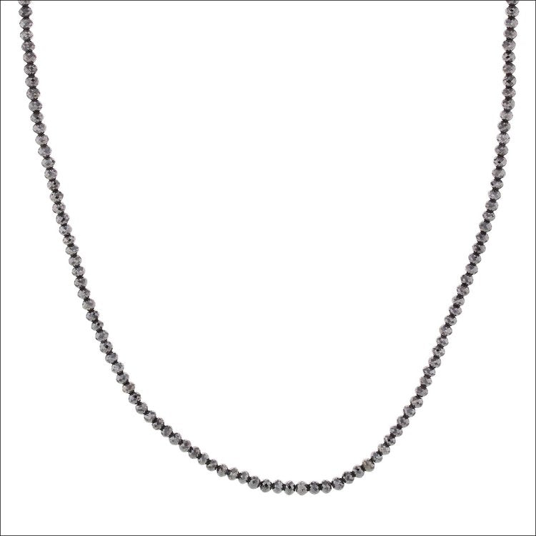 Black Diamond Round Bead Strand 21" 14KW - JewelsmithNecklaces