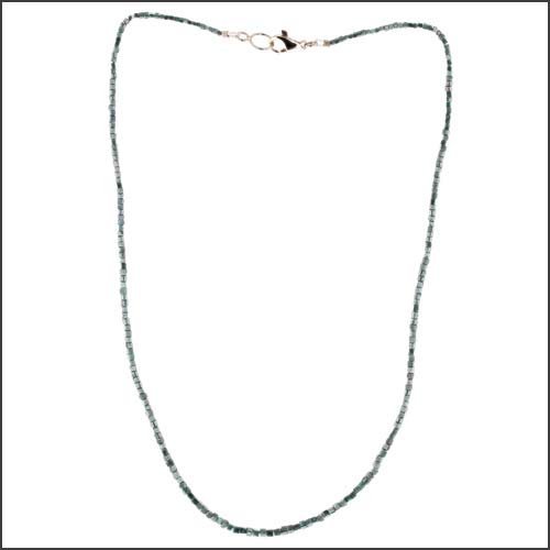 Blue Diamond Cube Shaped Bead Strand 16" 14KW - JewelsmithNecklaces