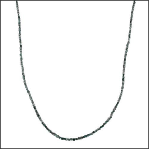 Blue Diamond Cube Shaped Bead Strand 16" 14KW - JewelsmithNecklaces
