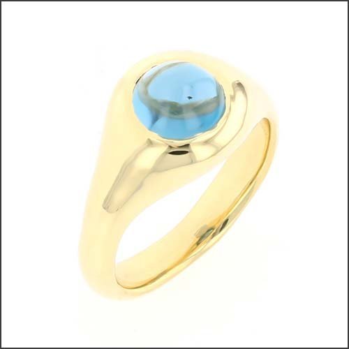 Blue Tourmaline Cab Ring 18KY - JewelsmithRings