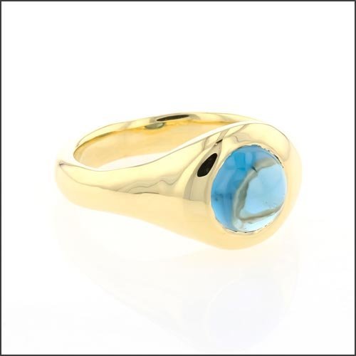 Blue Tourmaline Cab Ring 18KY - JewelsmithRings