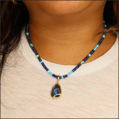 Boulder Opal Enhancer Pendant 18KY - JewelsmithPendants