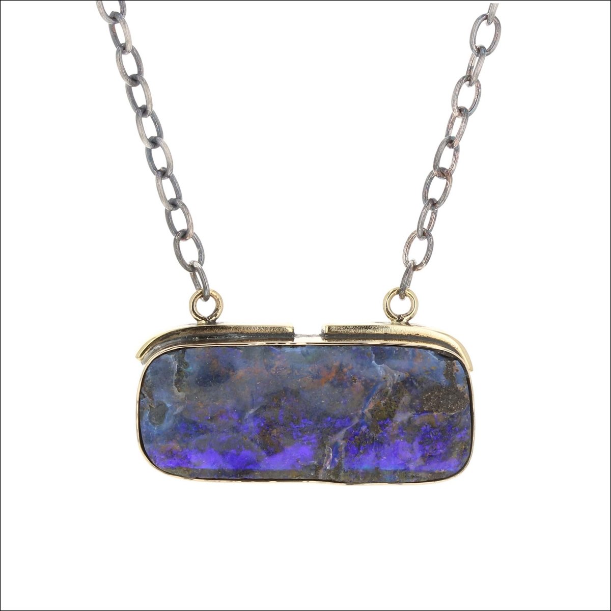 Boulder Opal Stationary Necklace 14KY Sterling Silver (Consignment) - JewelsmithNecklaces