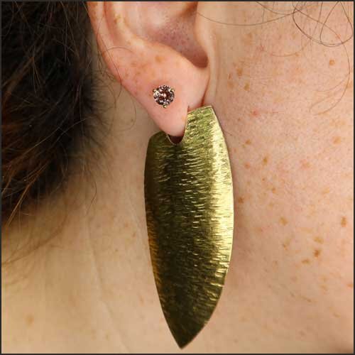 Brown Zircon Martini Earring Studs 18KY - JewelsmithEarrings