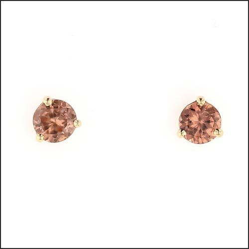 Brown Zircon Martini Earring Studs 18KY - JewelsmithEarrings